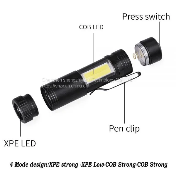 LED Flashlight 4 Modes Work Light Lamp Waterproof Lanterna Pocket Aluminum Torch For Hiking Camp With Pen Clip Lamp photo-2