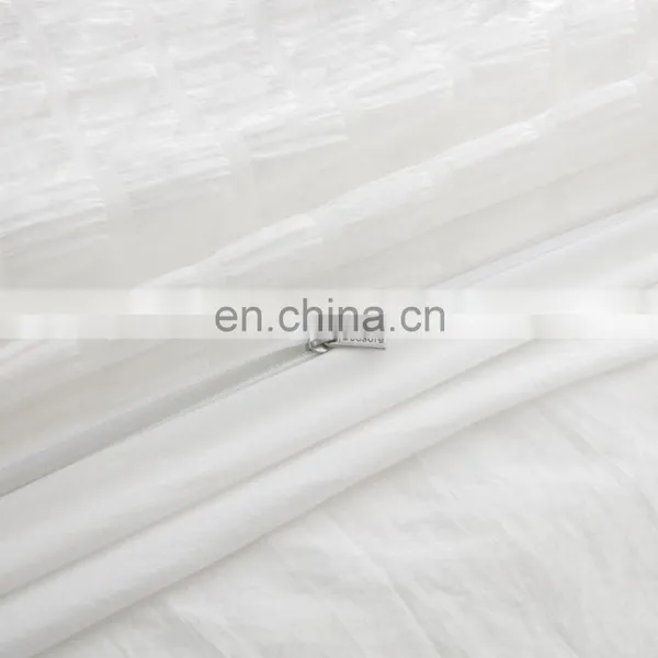 White Zipper Seersucker Microfibre Oversized Queen King Duvet Cover Set photo-4