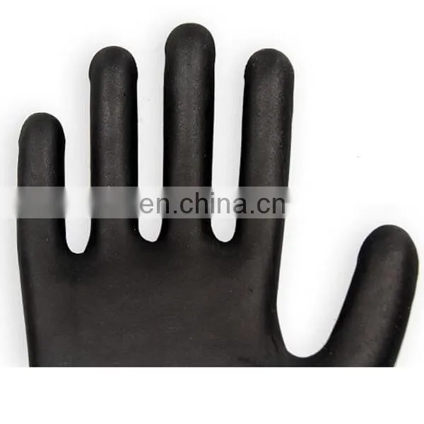 Top Quality 13G Polyester Nylon Black Latex Foam Coated Gloves photo-3