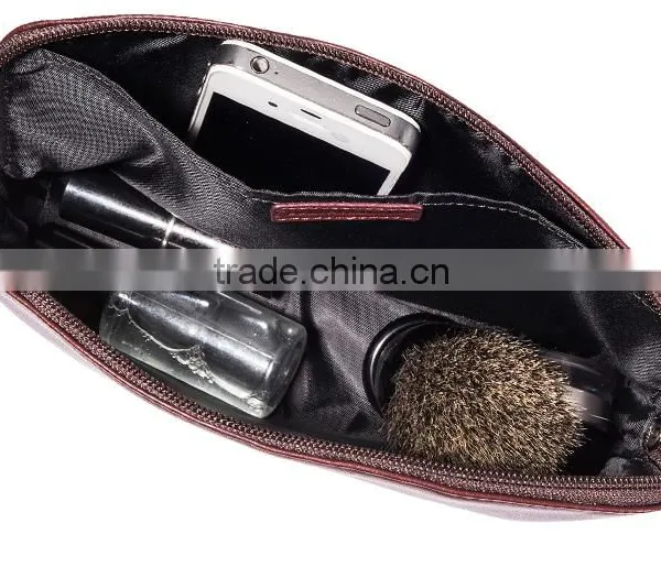 Waterproof Practical Genuine Leather Cosmetic Bag, Leather Makeup Organizer Case Lady photo-3