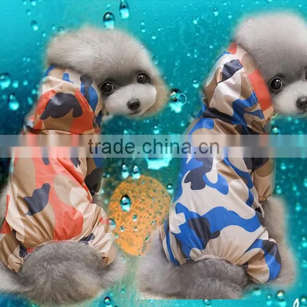 Camouflage Clothing Blue Orange Color Waterproof Pet Raincoat for Dog