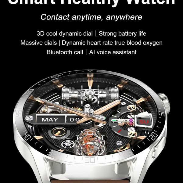 H3 Round Smart Watch Support Custom Dial Sleep Monitoring and Health Tracking Message Reminder NFC Smart Watches H3 photo-2