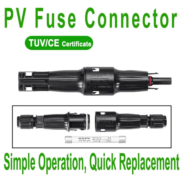 NSPV Solar PV Plug 1500V DC Cable Wire 50A Fuse Connector Universal MC Connector