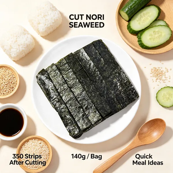 7-Cut Roasted Nori Strips,140g/bag,crispy Dried Laver,for Sushi,onigiri,rice Topping,japanese Daily Home Cooking Diy Cuisine Ingredients photo-2