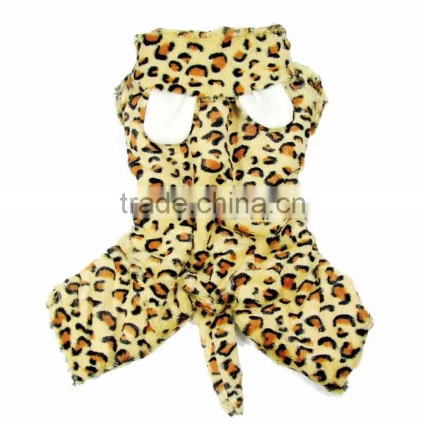 Hot Selling Autumn Winter Double Layer Velveteen Fleece Four Legs Style Leopard Pet Overcoat Dog Apparel photo-4