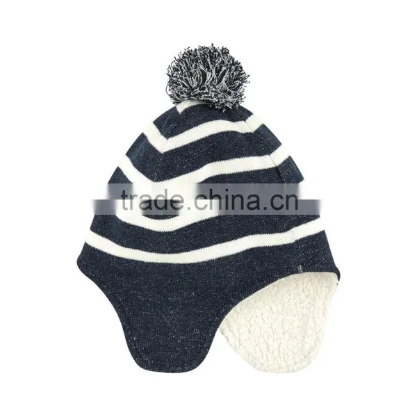 OEM Custom Black and White Stripe Hats for Kids Winter Hat photo-4