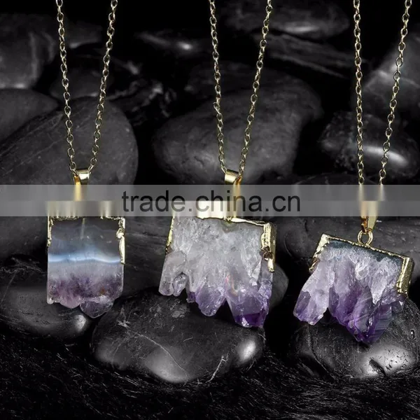 Purple Stone Chunky Necklace, Beautiful Necklace With Single Big Stone Pendant Quality Choice photo-4