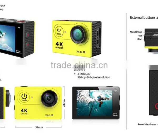 Wifi 4K FHD 1080P 60fps Helmet Sports Action Camera 170 Degree 2 Inch Screen 30 Metres Waterproof photo-3