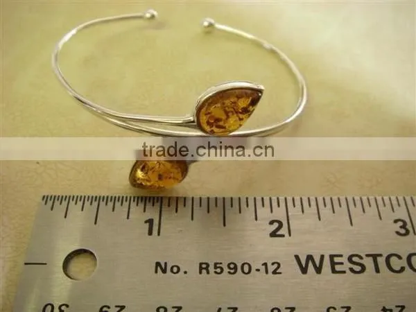 Fashion Topaz Crystals Branch Silver Cuff Bangle Factory Wholesale Jewelry photo-2