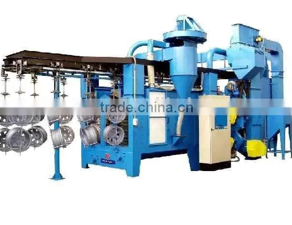Overhead Hanging Chain Type Alloy Wheels Shot Blasting Machine photo-3