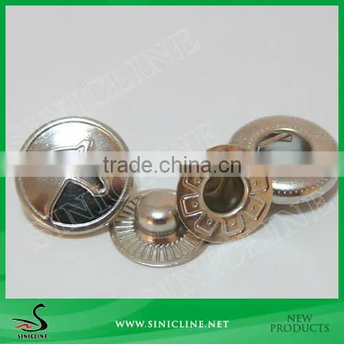 Sinicline Custom Decorative Brass Metal Ring/Cap/Press Snap Fasteners Buttons With Four Parts for Garments Quality Choice