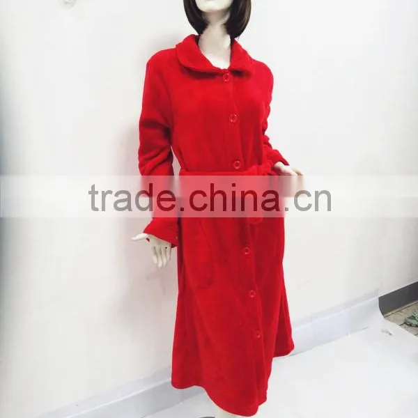 Red Classic Warm Bind Night Robe Woman photo-3