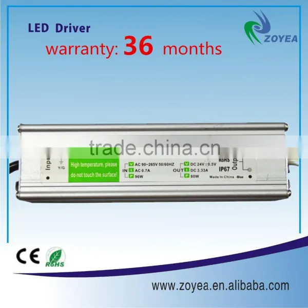 80w 24v Waterproof Led Driver for Led Lighting