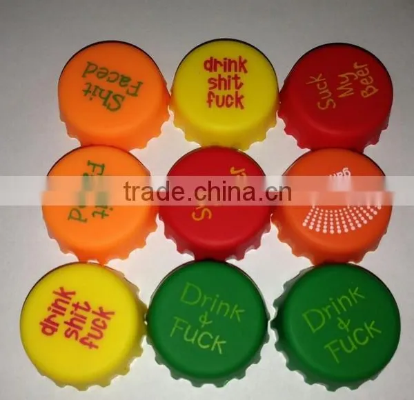 High Quality Food Grade Printed Beer Bottle Caps,beer Saver Reusable Personazied Silicone Bottle Cap
