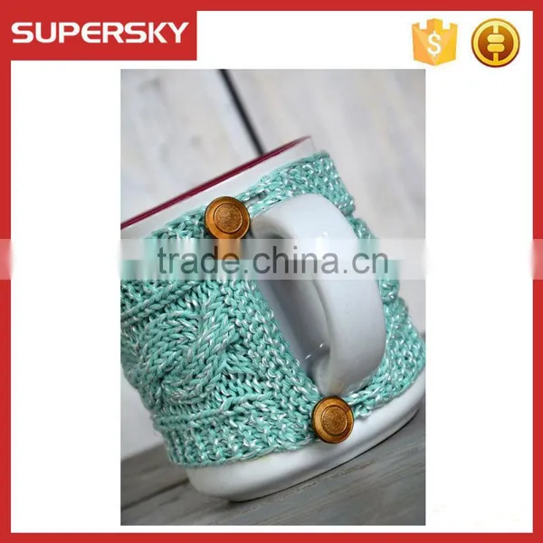 V-75 Cable Knitted Crochet Mug Sleeve Warmmer Sweater Mug photo-4
