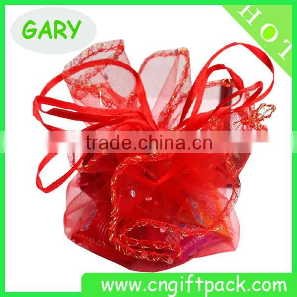 Custom Red Organza Round Bag/Round Organza Wraps photo-2
