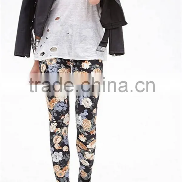 New Women Floral Print Leggings Stretchy Sexy Jeggings Pencil Pants Plus Size photo-2