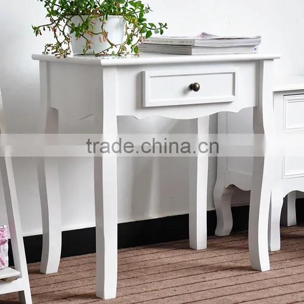 White Smal Solid Wood Tables With Drawer photo-5