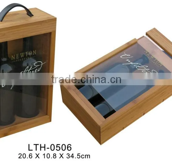 2 Bottle Antique Wooden Wine Boxes for Sale