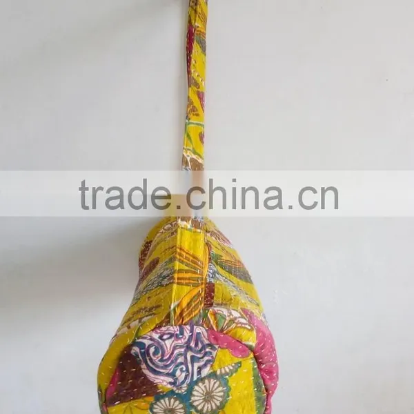 Embroidery Yoga Bag Kantha Yoga Bag Unisex Shoulder Bag Traditional Yoga Mat Bag Indian Ethnic Yoga Bag Yellow photo-3