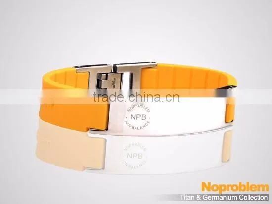 Noproblem P071 FDA Tourmaline Germanium Stainless Steel Energy Sports Fashion Magnetic Charm Silicone Bracelet photo-4