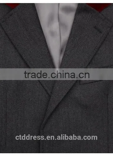 2015 New Style 100% Cashmere Classic Dark Grey Coats for Men photo-3