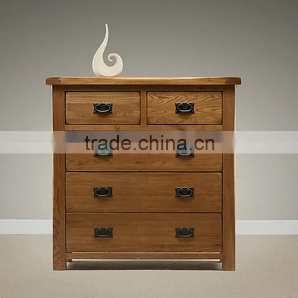 Antique Rustic Retro Solid Oak Wood 2 Over 3 Chest photo-3