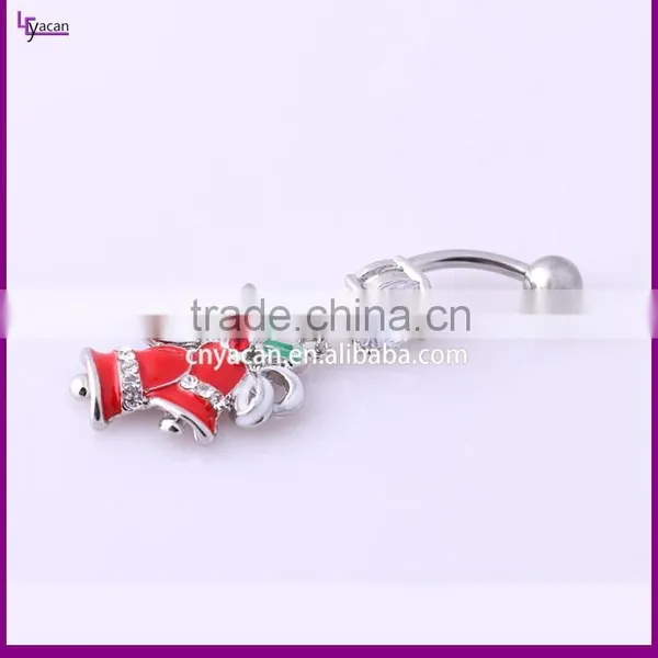 Wholesale 316L Stainess Steel Christmas Double Bell Fake Navel Piercing photo-2