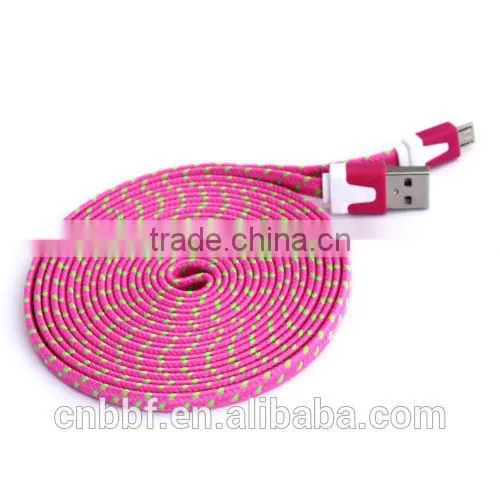 MICRO USB Woven Flat Noodle Fabric Braided Data Sync Charge Cable for Galaxy s3 s4 photo-4