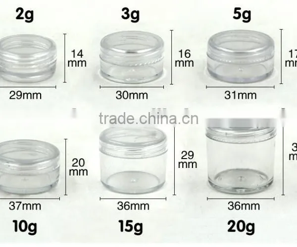 3g 5g or 10g Clear Cosmetic Empty Jar / Makeup Face Cream Container / Plastic Cosmetic Jar