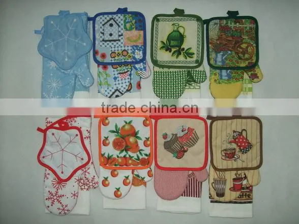 Kitchen Textile Printed Kitchen Towel Set Pot Holder Glove Wholesale China Supplier photo-2
