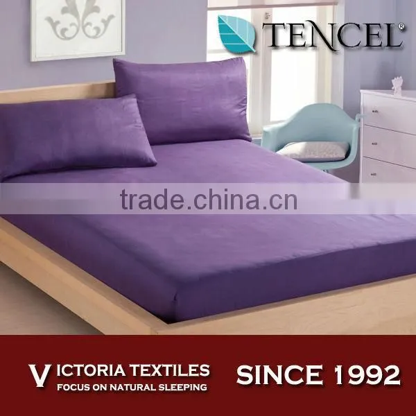 Luxury Solid Color Tencel Bed Fitted Sheet With Pillowcases All Sizes photo-6