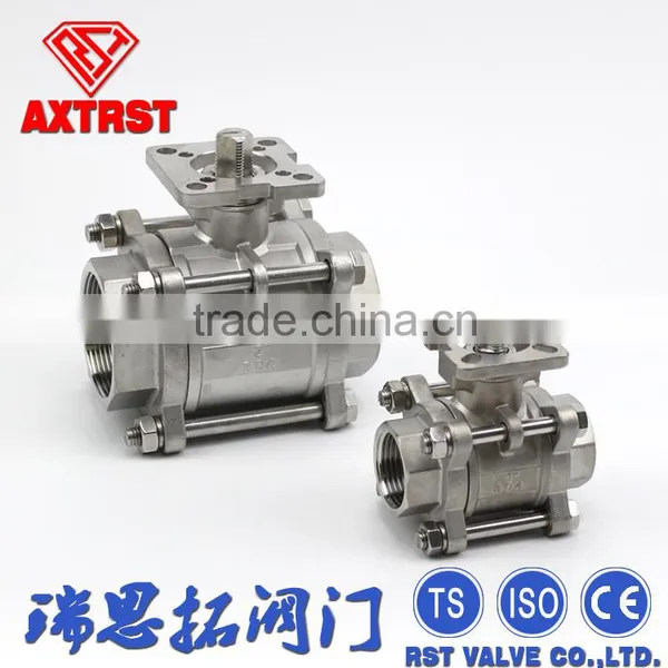 3PC SS316 Float Female Ends Ball Valve With Direct Mounting Pad photo-3