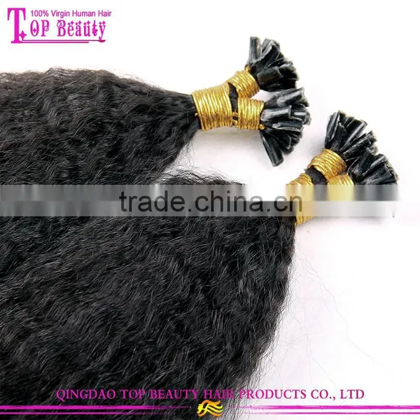 Qingdao 100% Virgin Indian Kinky Straight Keratin Tip Human Hair Extension photo-5