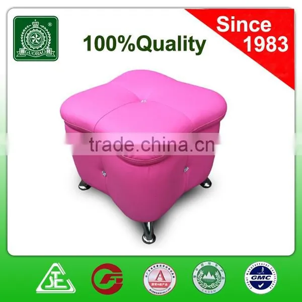 Very Nice Pink Leather Flowery Storage Ottoman photo-4
