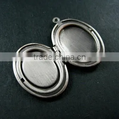 13x18mm Oval Bezel Tray Setting Vintage Antiqued Brass Silver Photo Locket Pendant Charm DIY Supplies 1123012 photo-4