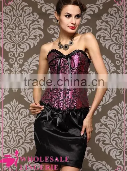 Sexy Brocade Fabric Corset Srapless for Mature Women photo-3
