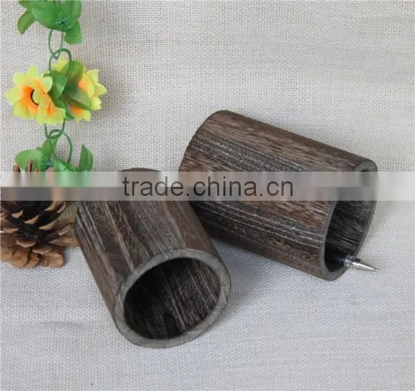Round Burning Color Office Use Wooden Pencil Holder photo-2
