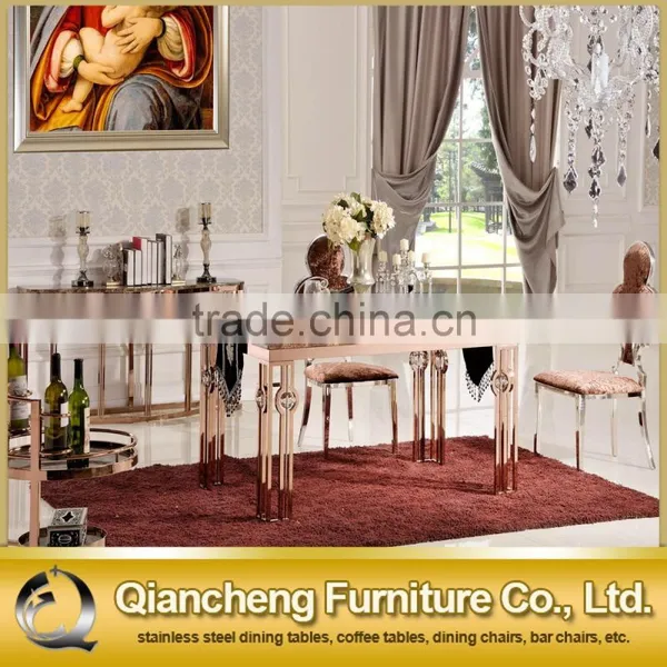 Rose Gold and Marble Dining Table Set Stainless Steel Furniture photo-5