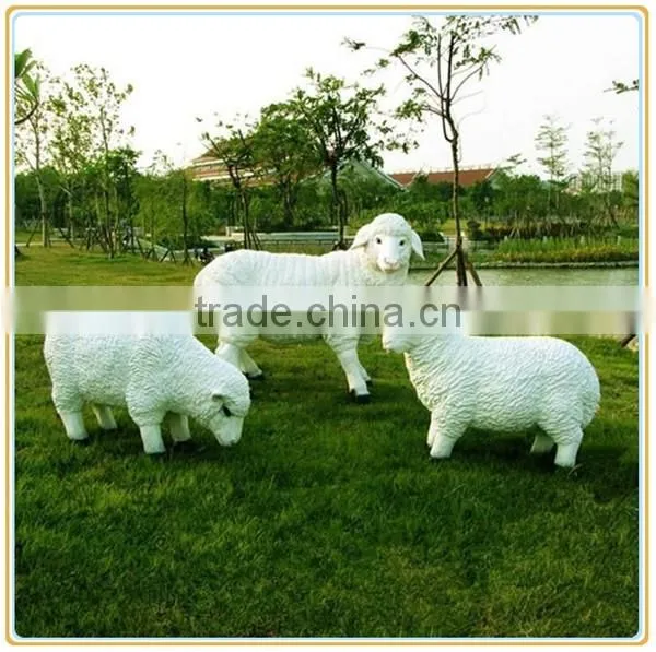 Customized Garden Decoration Life Like Poly Stone White Sheep Statue Supplier photo-3