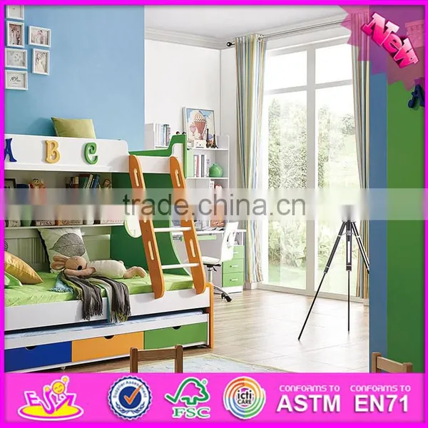 2016 Wholesale Modern Wooden Children Bunk Bedroom Designs W08H043 photo-2