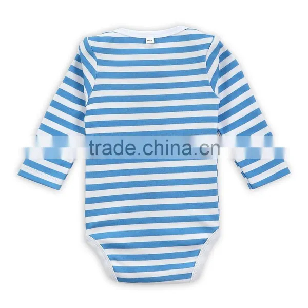 2017 Navy Style Wholesale Baby Romper Blue & White Stripes Pattern Long Sleeves Onesie Baby Bodysuit Jumper photo-2