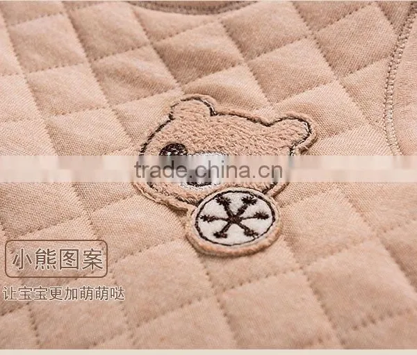 Winter Warm Soft Baby Rompers Sleeveless Natural Colored Cotton Unisex Babysuit photo-5
