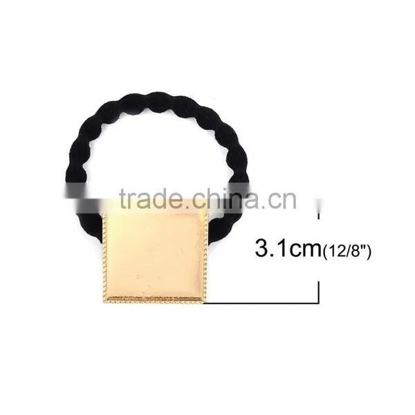 Zinc Based Alloy DIY Resin Mold For Jewelry Making Hair Ties Square Gold Plated & Black photo-2