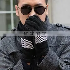 Wholesale Winter Warm Fur Lining Mens Leather Gloves