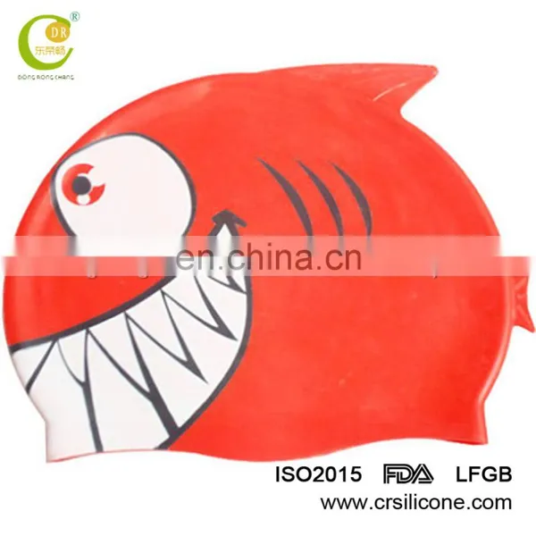 Newest Cute Blue Cartoon Fashion Silicone Material Swim Caps Boys Waterproof Caps photo-3