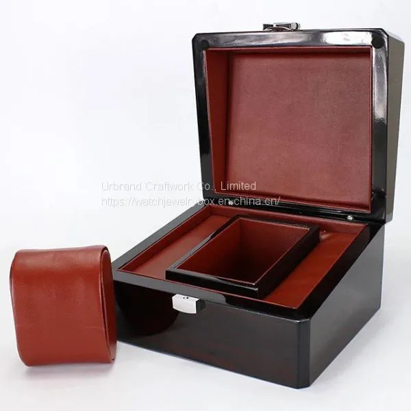 Personalized Luxury Piano Black Lacquer Finish Wooden Watch Box for Men