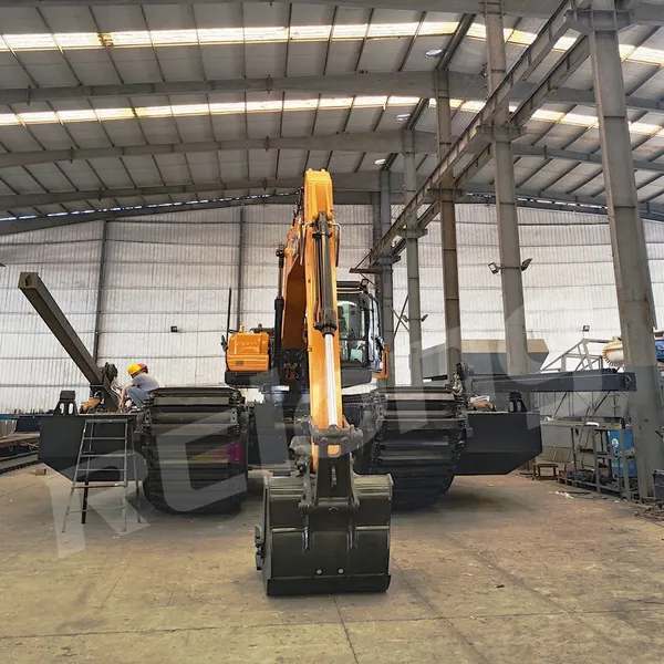 Construction Equipment Amphibious Excavator With Pontoon Undercarriage photo-3