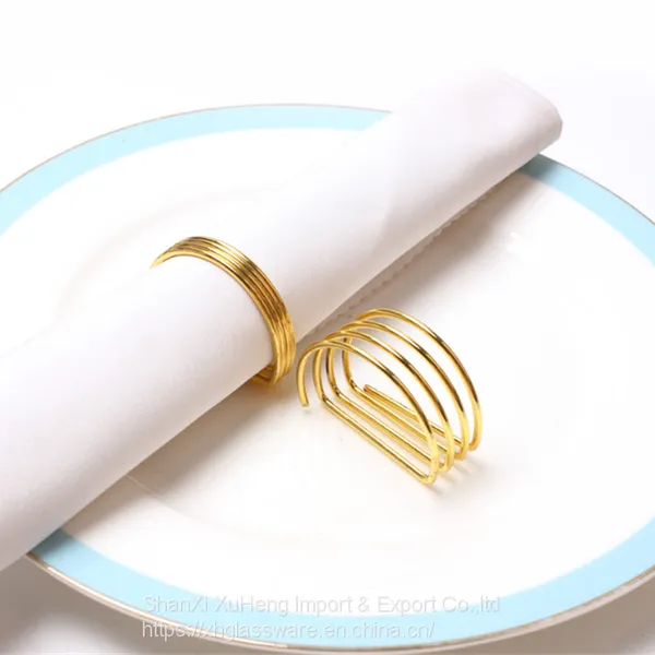 Wholesale Wedding Shiny Gold Spiral D Shaped Napkin Ring photo-3