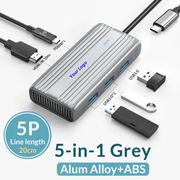 FK01-5P subosen usb c хаб 5 в 1, 4K HDMI дисплей, 5 Гбит